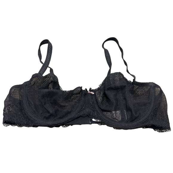 Chantelle Le Marais Balcony Black Lace Bra 36C C27350 - Picture 2 of 5